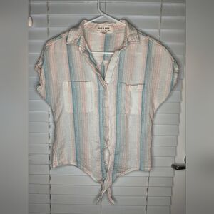 Cloth&Stone Anthropologie Women's Top Size S Multi Color Sleeveless Linen Blend